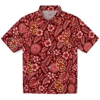 USC Trojans Hawaiian Shirt - Crystal Foliage Red