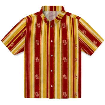 USC Trojans Hawaiian Shirt - Distressed Stripes Red Yellow