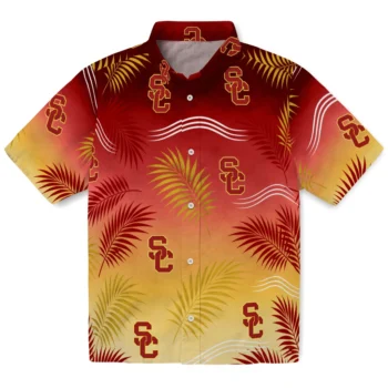 USC Trojans Hawaiian Shirt - Ombre Fronds Red