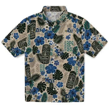 Utah Jazz Hawaiian Shirt - Tiki Masks Warm Beige