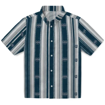 Utah State Aggies Hawaiian Shirt - Distressed Stripes Navy Gray