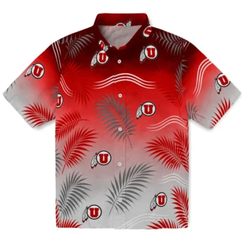Utah Utes Hawaiian Shirt - Ombre Fronds Red