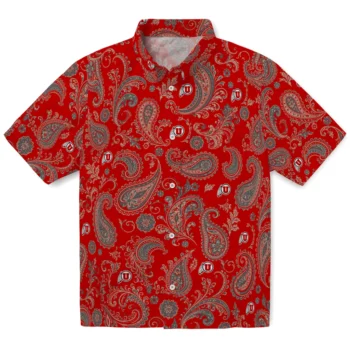 Utah Utes Hawaiian Shirt - Paisley Print Red