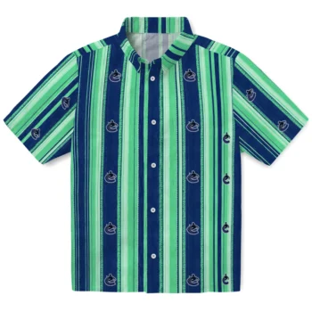 Vancouver Canucks Hawaiian Shirt - Distressed Stripes Blue Green