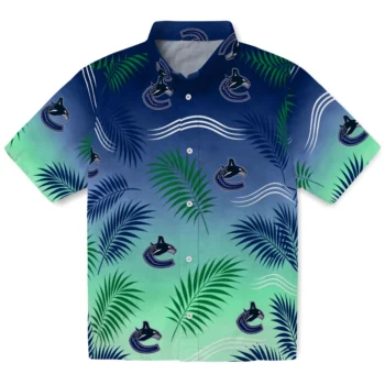 Vancouver Canucks Hawaiian Shirt - Ombre Fronds Blue
