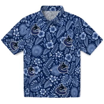 Vancouver Canucks Hawaiian Shirt - Crystal Foliage Blue
