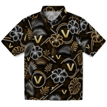 Vanderbilt Commodores Hawaiian Shirt - Neon Florals Black