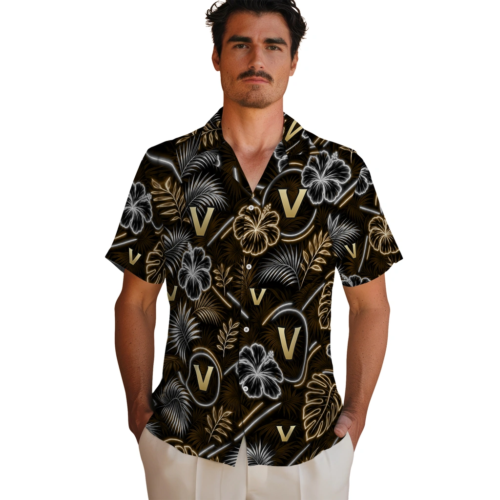 vanderbilt-commodores-hawaiian-shirt-custom-neon-florals-black-fashion-forward.webp