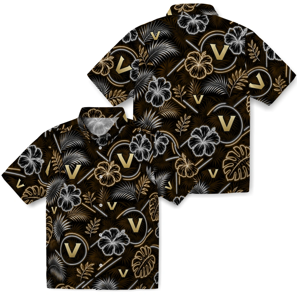 vanderbilt-commodores-hawaiian-shirt-custom-neon-florals-black-high-quality.webp