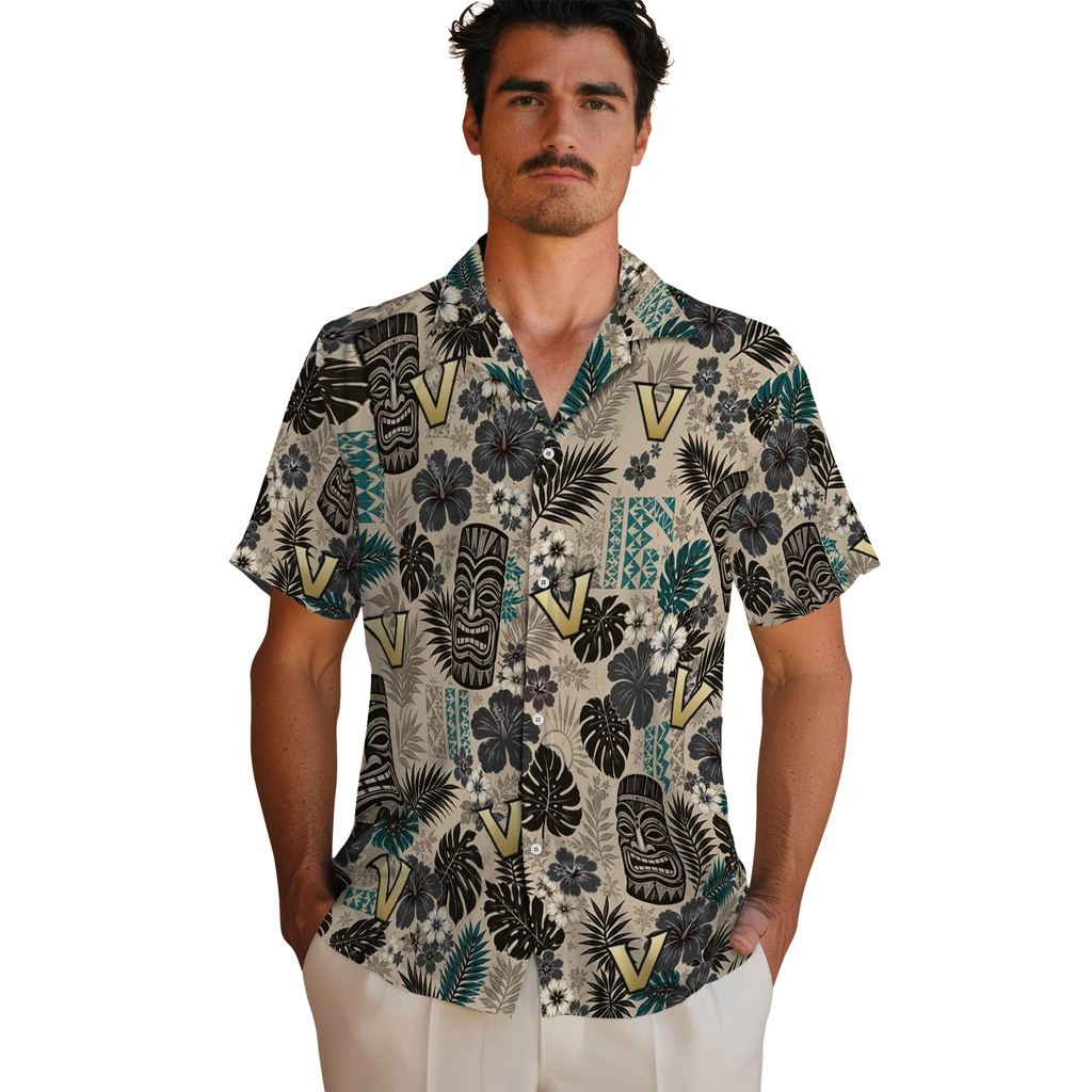 vanderbilt-commodores-hawaiian-shirt-customized-tiki-masks-warm-beige-fashion-forward.webp