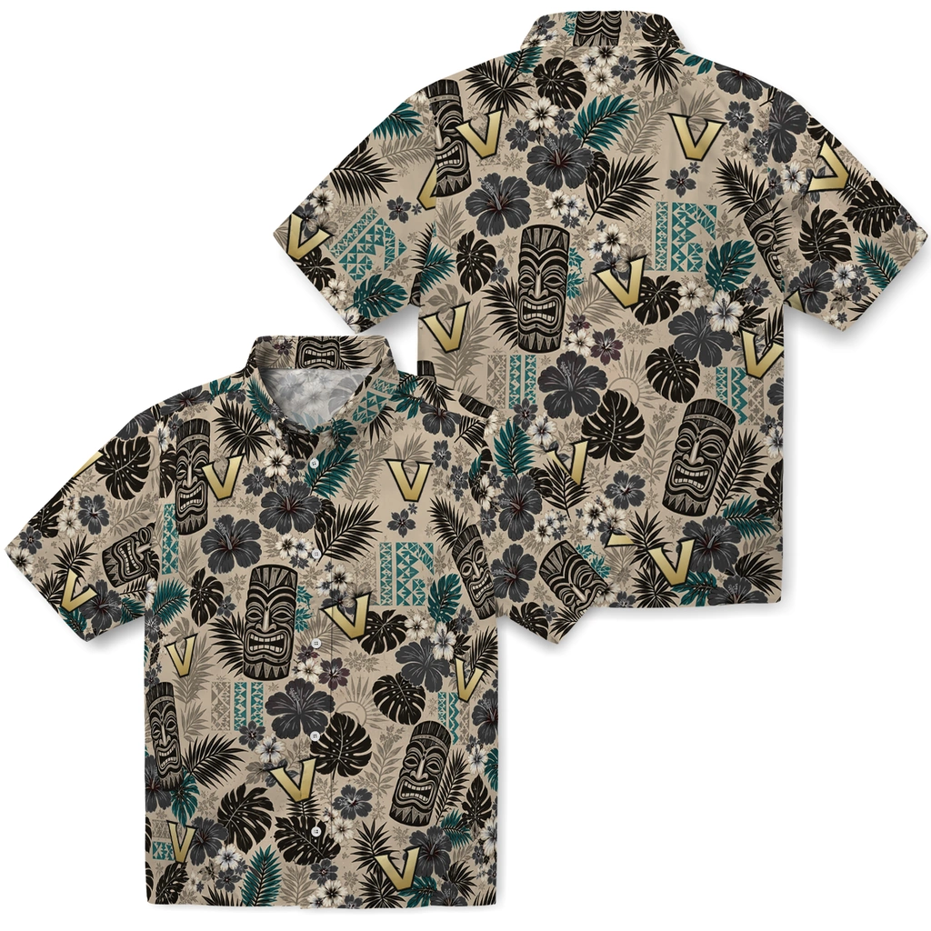 vanderbilt-commodores-hawaiian-shirt-customized-tiki-masks-warm-beige-high-quality.webp