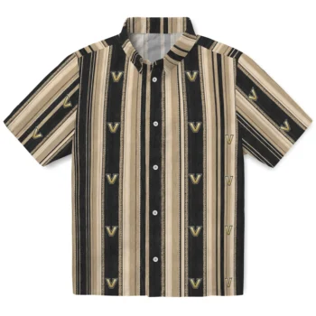 Vanderbilt Commodores Hawaiian Shirt - Distressed Stripes Black Gold