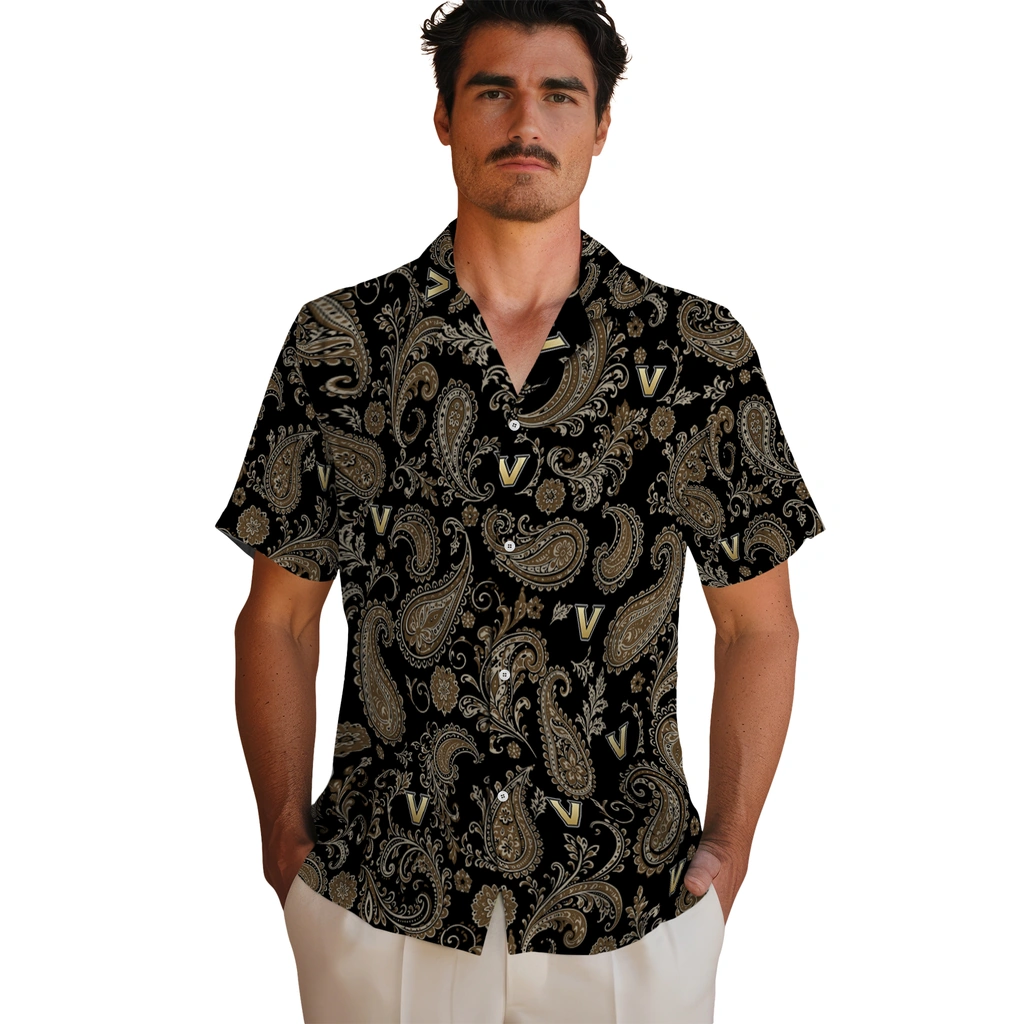 vanderbilt-commodores-hawaiian-shirt-personalized-paisley-print-black-fashion-forward.webp