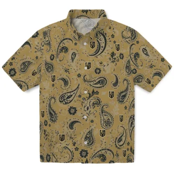 Vegas Golden Knights Hawaiian Shirt - Paisley Print Tan
