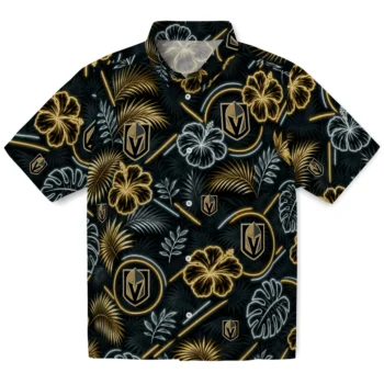 Vegas Golden Knights Hawaiian Shirt - Neon Florals Black