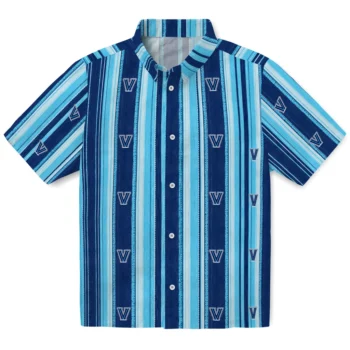 Villanova Wildcats Hawaiian Shirt - Distressed Stripes Navy Light Blue