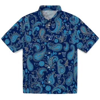 Villanova Wildcats Hawaiian Shirt - Paisley Print Navy