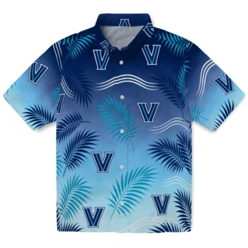 Villanova Wildcats Hawaiian Shirt - Ombre Fronds Navy
