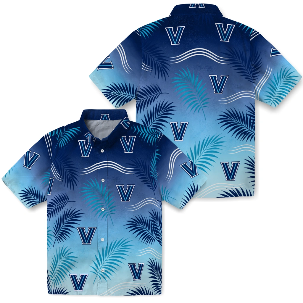 villanova-wildcats-hawaiian-shirt-customized-ombre-fronds-navy-high-quality.webp