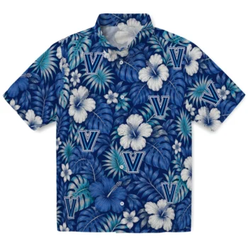 Villanova Wildcats Hawaiian Shirt - Hibiscus Monstera Navy