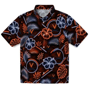 Virginia Cavaliers Hawaiian Shirt - Neon Florals Black