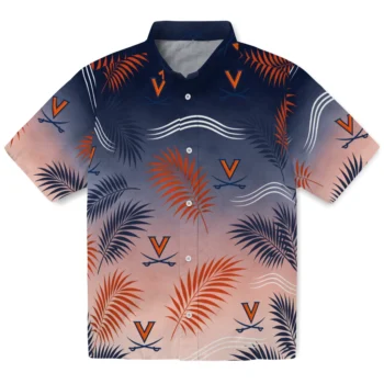 Virginia Cavaliers Hawaiian Shirt - Ombre Fronds Blue