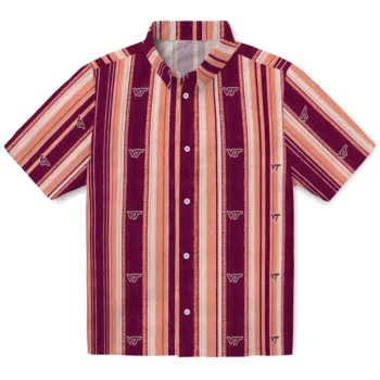 Virginia Tech Hokies Hawaiian Shirt - Distressed Stripes Maroon Orange