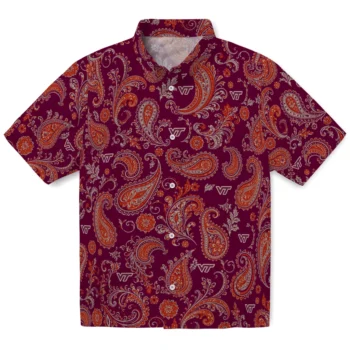 Virginia Tech Hokies Hawaiian Shirt - Paisley Print Maroon