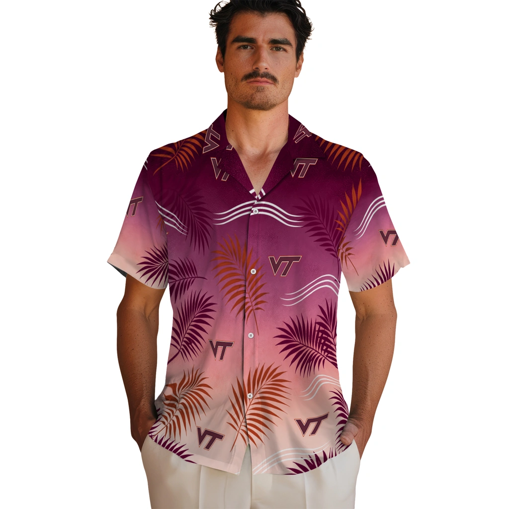 virginia-tech-hokies-hawaiian-shirt-customized-ombre-fronds-maroon-fashion-forward.webp