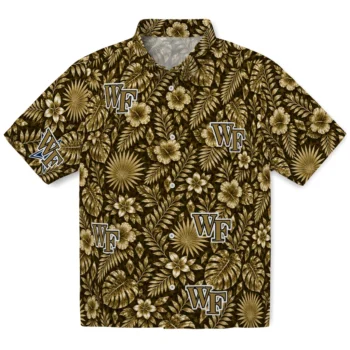 Wake Forest Demon Deacons Hawaiian Shirt - Crystal Foliage Gold