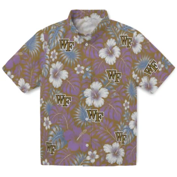 Wake Forest Demon Deacons Hawaiian Shirt - Hibiscus Monstera Gold