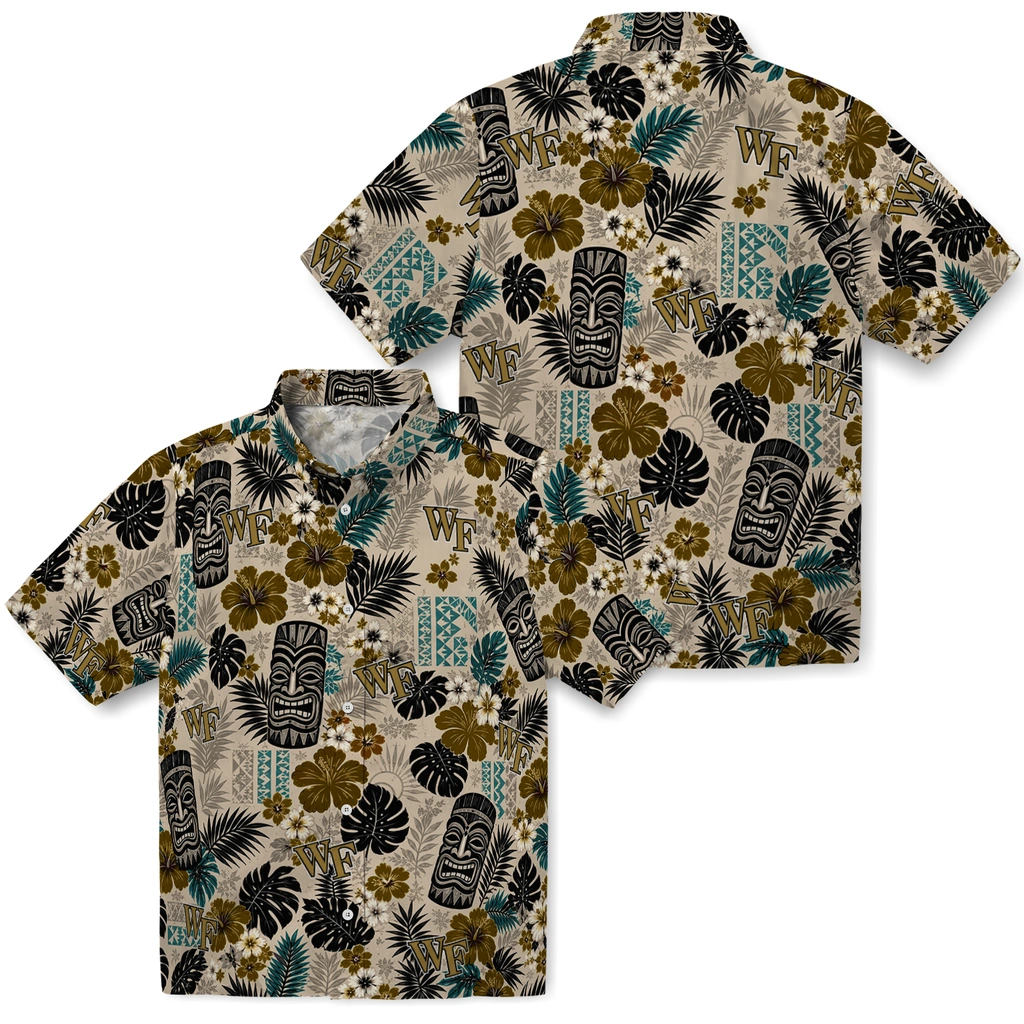 wake-forest-demon-deacons-hawaiian-shirt-custom-tiki-masks-warm-beige-high-quality.webp