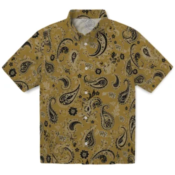 Wake Forest Demon Deacons Hawaiian Shirt - Paisley Print Gold