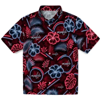 Washington Capitals Hawaiian Shirt - Neon Florals Black