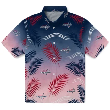 Washington Capitals Hawaiian Shirt - Ombre Fronds Blue
