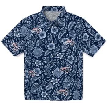 Washington Capitals Hawaiian Shirt - Crystal Foliage Blue