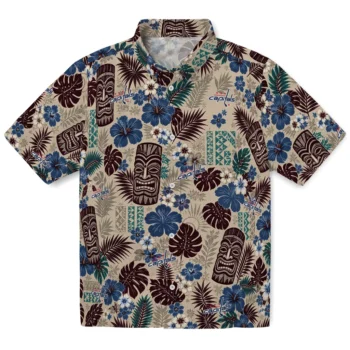 Washington Capitals Hawaiian Shirt - Tiki Masks Warm Beige