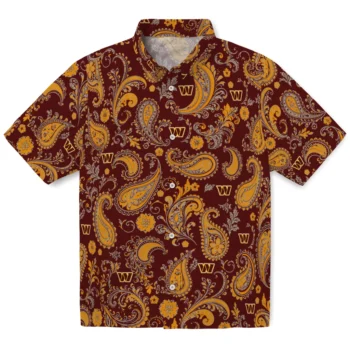 Washington Commanders Hawaiian Shirt - Paisley Print Burgundy