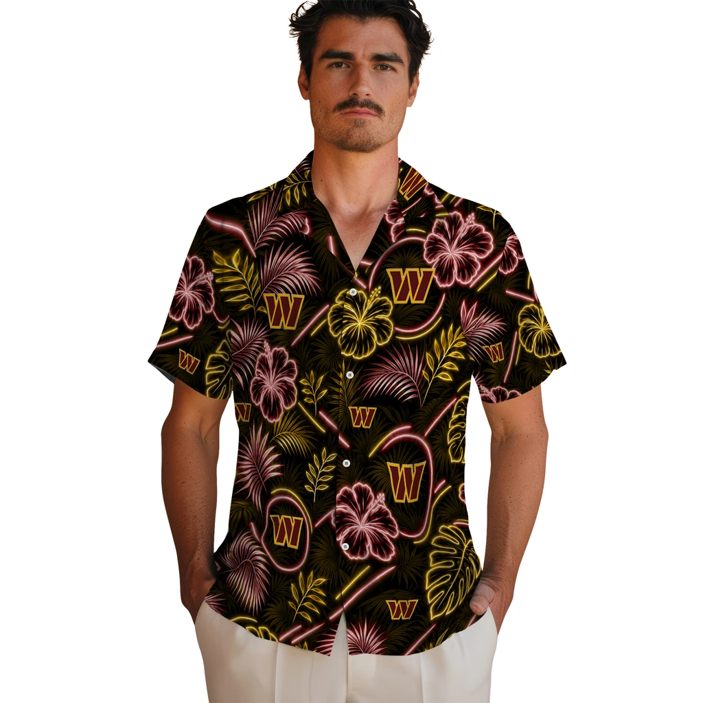 washington-commanders-hawaiian-shirt-personalized-neon-florals-black-fashion-forward.webp