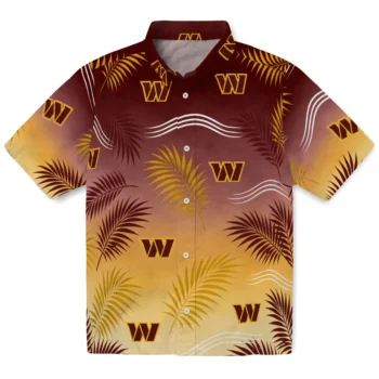 Washington Commanders Hawaiian Shirt - Ombre Fronds Burgundy