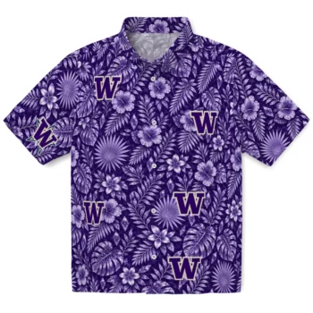 Washington Huskies Hawaiian Shirt - Crystal Foliage Purple
