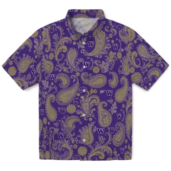 Washington Huskies Hawaiian Shirt - Paisley Print Purple