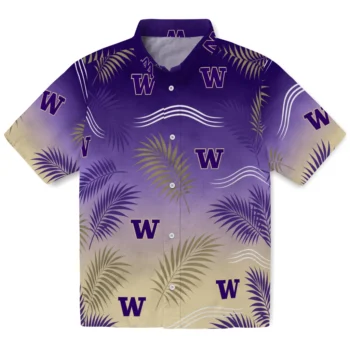 Washington Huskies Hawaiian Shirt - Ombre Fronds Purple