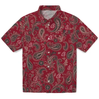 Washington State Cougars Hawaiian Shirt - Paisley Print Crimson