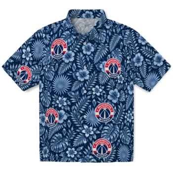 Washington Wizards Hawaiian Shirt - Crystal Foliage Blue