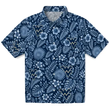 West Virginia Mountaineers Hawaiian Shirt - Crystal Foliage Blue