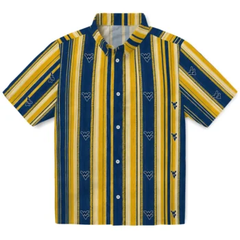 West Virginia Mountaineers Hawaiian Shirt - Distressed Stripes Blue Gold