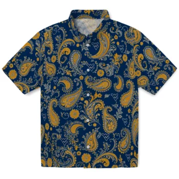 West Virginia Mountaineers Hawaiian Shirt - Paisley Print Blue