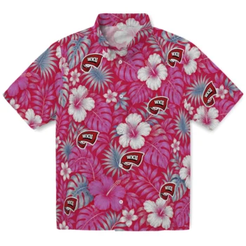 Western Kentucky Hilltoppers Hawaiian Shirt - Hibiscus Monstera Red