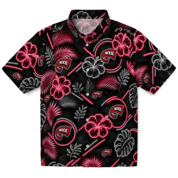 Western Kentucky Hilltoppers Hawaiian Shirt - Neon Florals Black